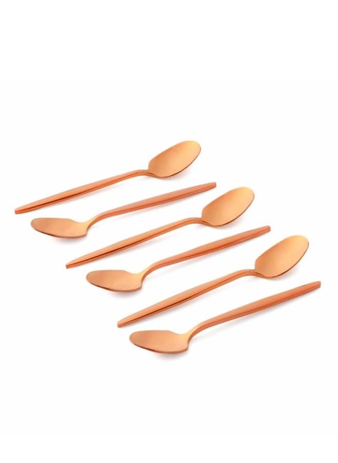 Life Smile - 12pcs Cutlery Set, 18/10 Stainless Steel, Flatware Set, 12pcs Tea Spoon, Shine Rose Gold, for Home Kitchen, Mirror Polished - Dishwasher Safe - Image 1