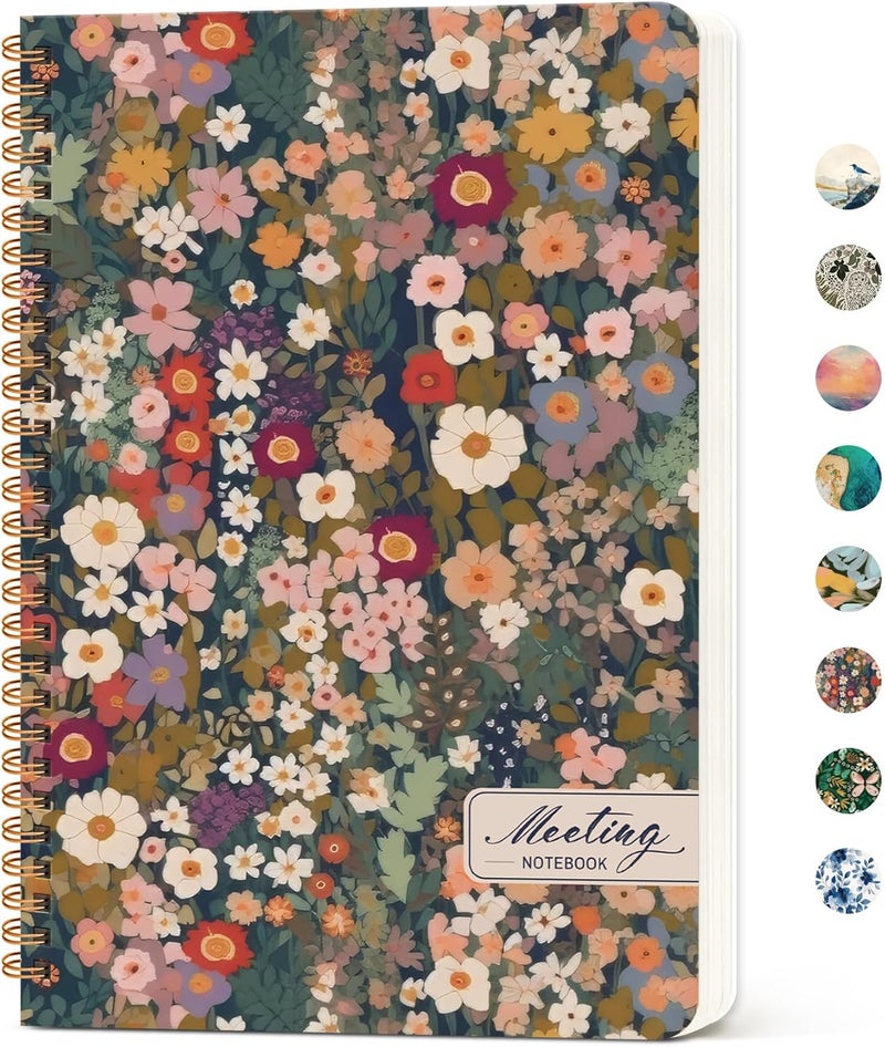 Taja Meeting Notebook for Work Organization, Aesthetic Meeting Minutes Notebook for Work, Event Project Agenda Planner Organizer, Perfect for Office School Business Supplies, 6.9" X 9.7" - Garden - Image 1