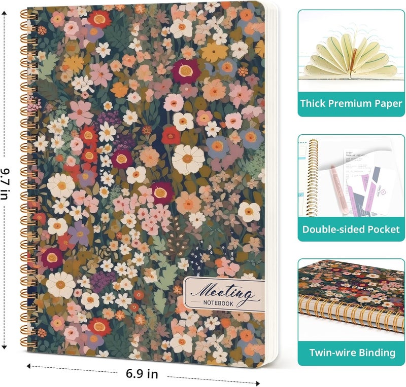 Taja Meeting Notebook for Work Organization, Aesthetic Meeting Minutes Notebook for Work, Event Project Agenda Planner Organizer, Perfect for Office School Business Supplies, 6.9" X 9.7" - Garden - Image 2