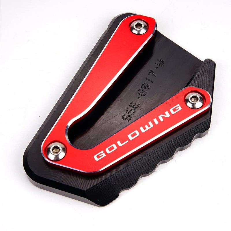 Generic MOWOK For Honda Goldwing GL1800 2002-2017 and 2018-2023 Goldwing GL1800 1800 Motorcycle Side Stand Extension Kickstand foot Pad (Year 2002-2017 (Red)), SSE-GW22/GW17-M-GOLDWING  - Image 1