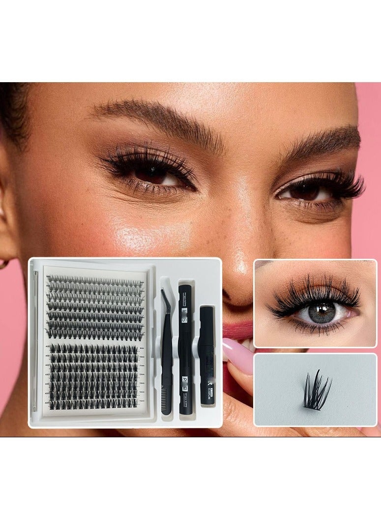 Bond 252pcs False Eyelashes,DIY Individual Eyelash Extension Kit,9-15mm Mixed Individual Lashes Cluster, False Eyelash Clusters With Eyelash Brushes And Curlers Kit,Newbie Applicable, Can Be Used Repeatedly, 30d+40d Kit. - Image 2