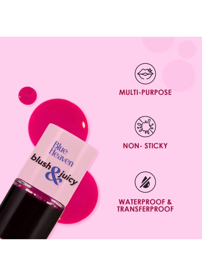 Blue Heaven Glossy Blush & Juicy Lip & Cheek Tint Infused with Pomegranate & Strawberry Extract|Multipurpose 3 in 1 Lip Tint|Long Lasting, Water Proof & Hydrating Liquid Blush, Watermelon Juice, 9ml - Image 2