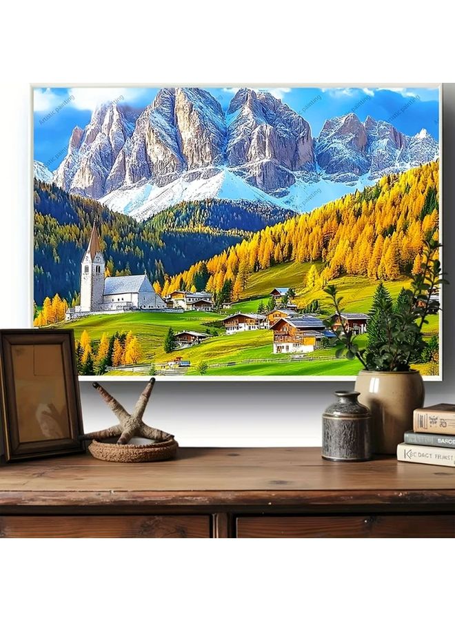 YF560 1000PCS Wooden Jigsaw Puzzle Alpine Village Autumn Landscape Wall Art Decor Gift - Image 4