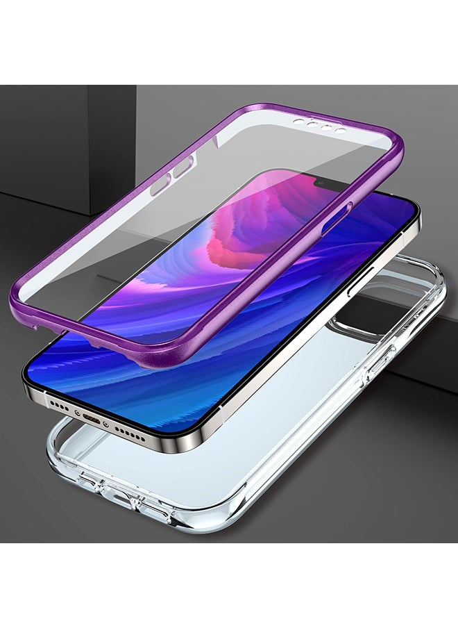 O Ozone - Case for iPhone 14 Pro MaxSlim Full-Body Smooth Gloss Finish Marble Shockproof Bumper Stylish Phone Cases Cover for Men Women-Purple - Image 1