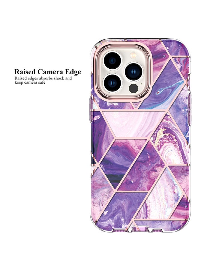 O Ozone Case for iPhone 14 Pro MaxSlim Full-Body Smooth Gloss Finish Marble Shockproof Bumper Stylish Phone Cases Cover for Men Women-Purple  - Image 3