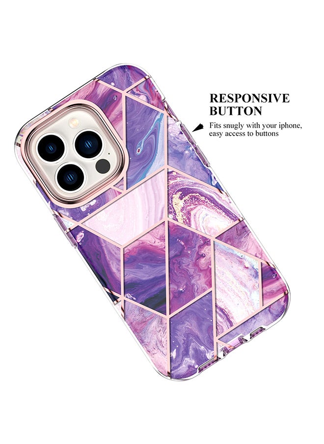 O Ozone Case for iPhone 14 Pro MaxSlim Full-Body Smooth Gloss Finish Marble Shockproof Bumper Stylish Phone Cases Cover for Men Women-Purple  - Image 4