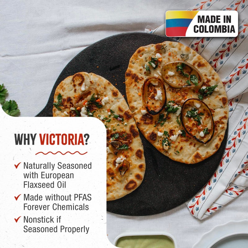 Victoria 12-Inch/30.5-Centimeter Cast Iron Tawa Dosa Pan, Cast Iron Pizza Pan and Crepe Pan with Loop Handle, Seasoned with Flaxseed Oil, Made in Colombia - Image 2