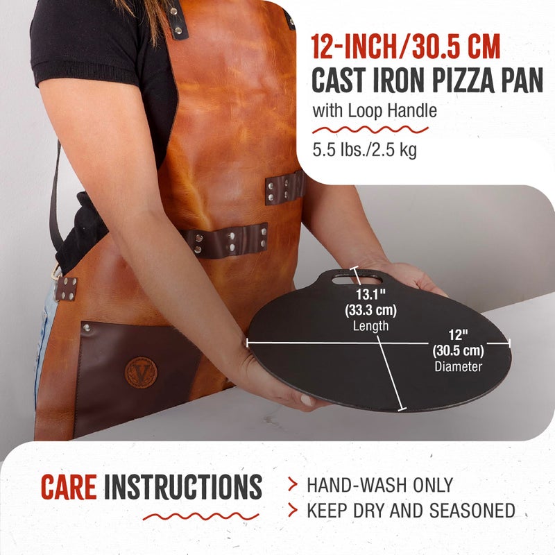 Victoria 12-Inch/30.5-Centimeter Cast Iron Tawa Dosa Pan, Cast Iron Pizza Pan and Crepe Pan with Loop Handle, Seasoned with Flaxseed Oil, Made in Colombia - Image 3