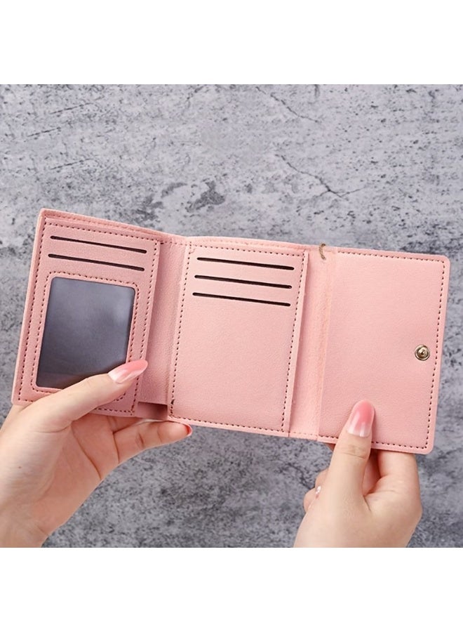 Goolsky Cartoon Cat Print Cute Coin Wallet PU Triple Fold Lady Card Bag Wallet Portable Document Storage Bag Student Coin Wallet Travel Wallet - Image 2