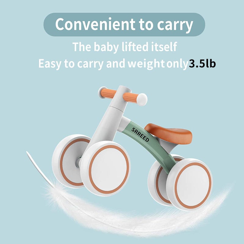 SEREED Baby Balance Bike for 1-2 Year Olds - 4 Wheels, First Bike for Toddlers, Birthday Gift (Green) - Image 3