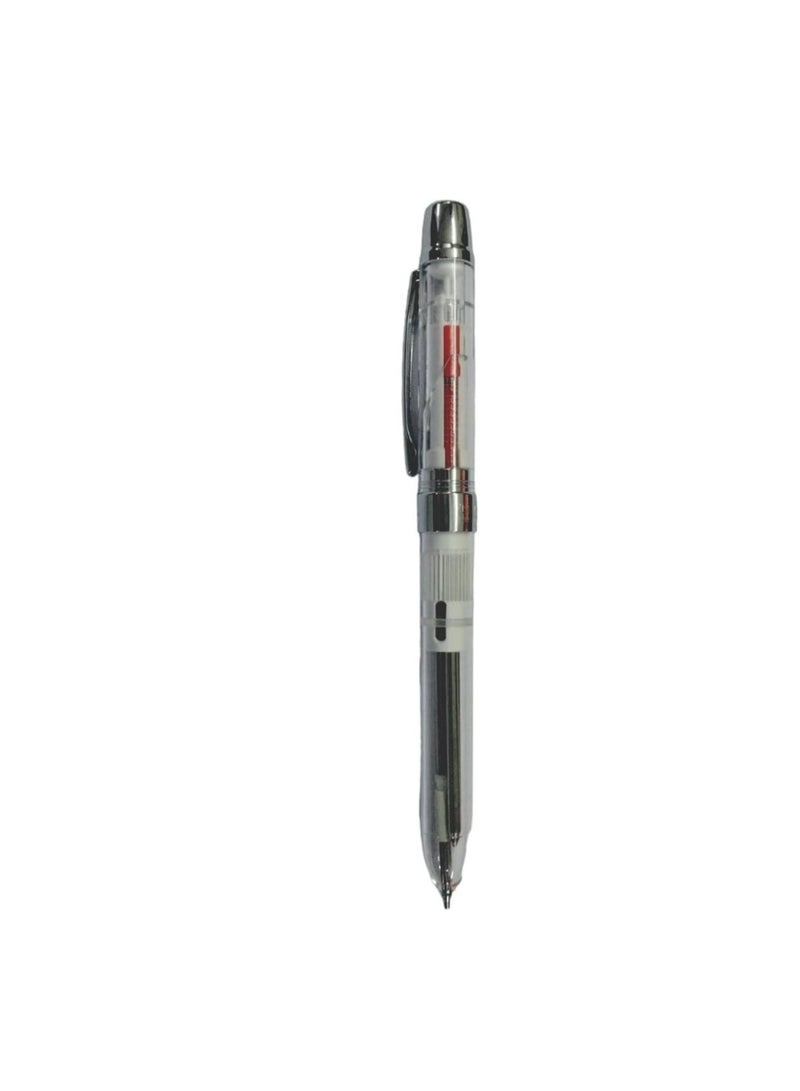 Penac 3-in-1 transparent pen from the Japanese brand Pinak, available in blue and red, with a mechanical pencil and eraser, and a unique cap. - Image 2