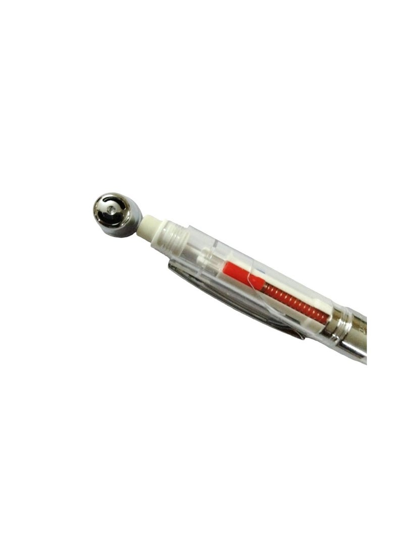 Penac 3-in-1 transparent pen from the Japanese brand Pinak, available in blue and red, with a mechanical pencil and eraser, and a unique cap. - Image 3