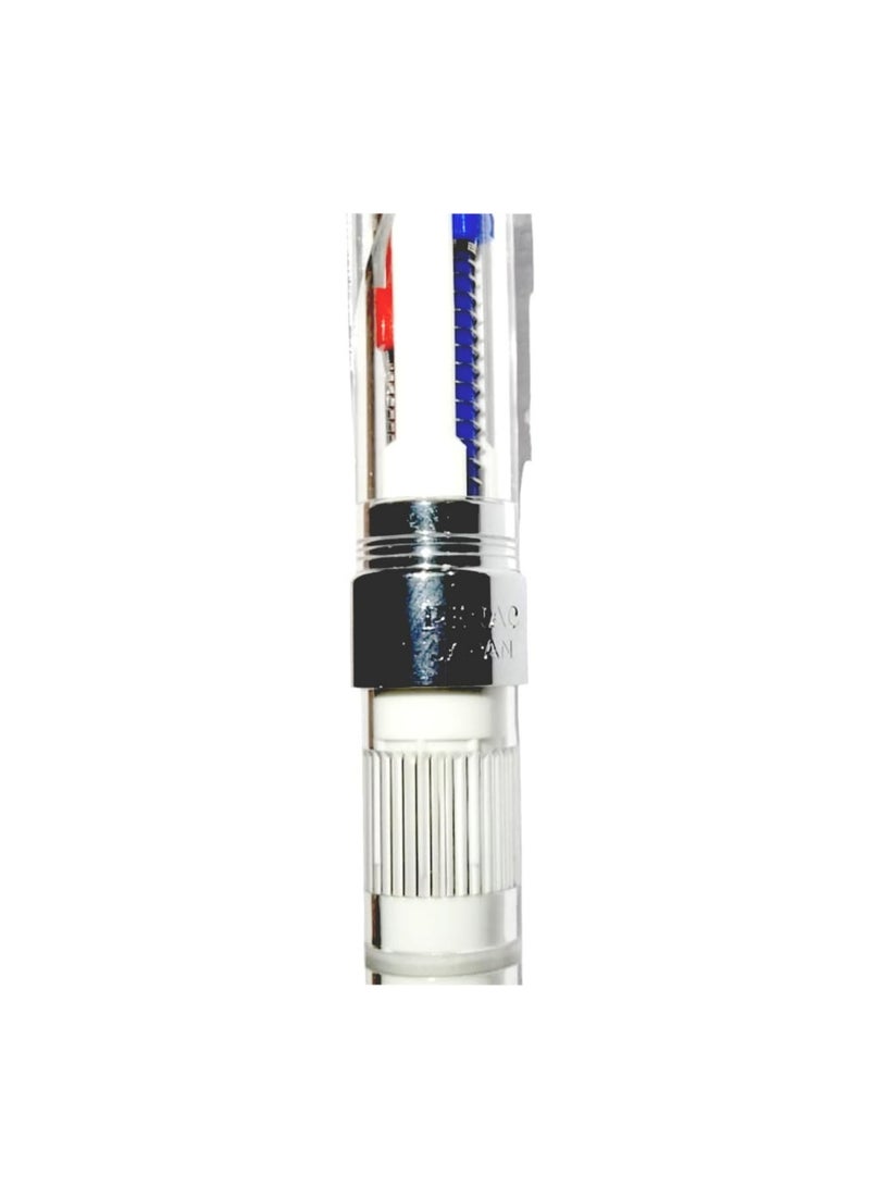 Penac 3-in-1 transparent pen from the Japanese brand Pinak, available in blue and red, with a mechanical pencil and eraser, and a unique cap. - Image 5