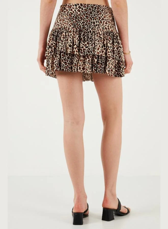 Lela  Lela Leopard Slim Fit Frilled Mini Length Shorts Skirt Women's SHORTS SKIRT 5866293 for Women | Best Price UAE