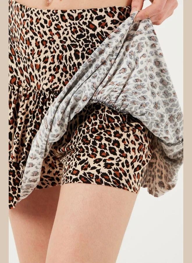 Lela  Lela Leopard Slim Fit Frilled Mini Length Shorts Skirt Women's SHORTS SKIRT 5866293 for Women | Best Price UAE