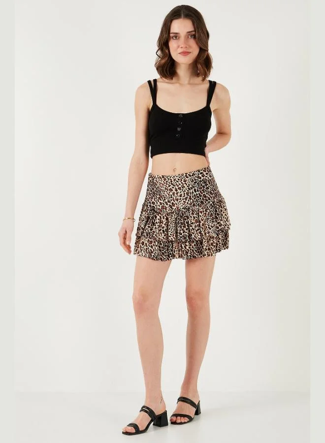 Lela  Lela Leopard Slim Fit Frilled Mini Length Shorts Skirt Women's SHORTS SKIRT 5866293 for Women | Best Price UAE