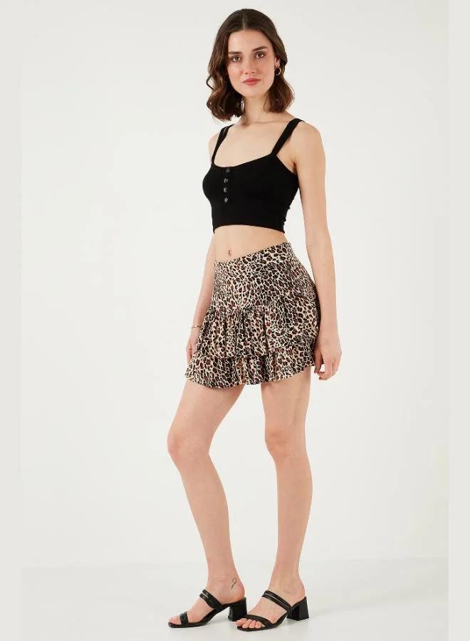 Lela  Lela Leopard Slim Fit Frilled Mini Length Shorts Skirt Women's SHORTS SKIRT 5866293 for Women | Best Price UAE