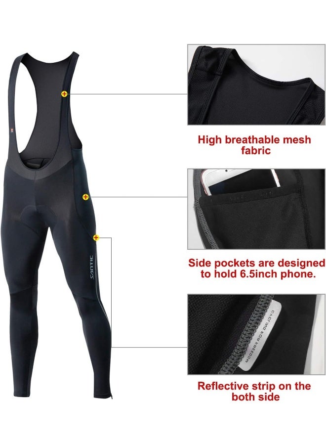 Santic Cycling Bib Tights Men Padded Cycling Bib Pants Long Padded with Pocket - Image 4