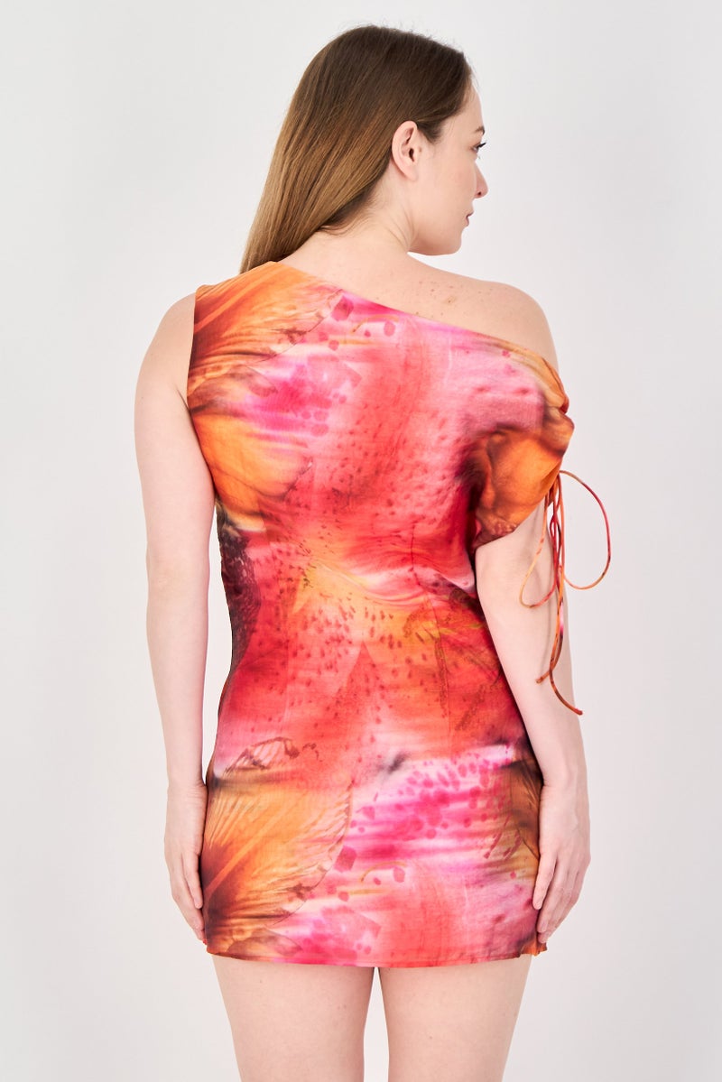 MONKI Women Tie Dye Mini Dress, Multicolor - Image 4