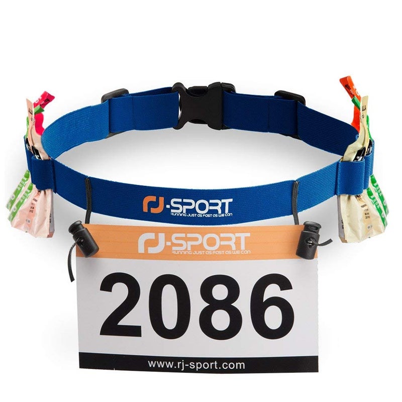 RJ-Sport Race Number Belt - Triathlon Race Belt BIB Holder with 6 Energy Gel Loops for Triathalon, Marathon, Running and Cyclying - Image 1