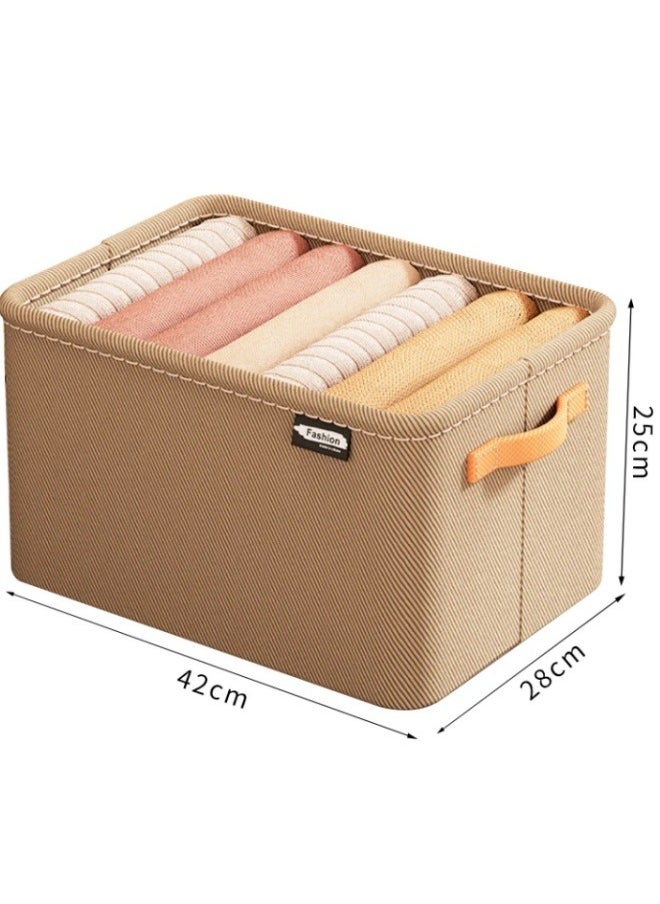 Generic 2 Pcs Foldable Closet Storage Box Storage Bins Organizer with Handle Closet Storage Bins with Handles Closet Shelf Organizer and Storage Cloth Storage Bins for Organizing (Khaki)  - Image 2