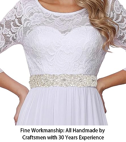 ShiDianYi Ivory Wedding Belt with Rhinestone Applique - Bridal & Bridesmaid Sash - Image 3