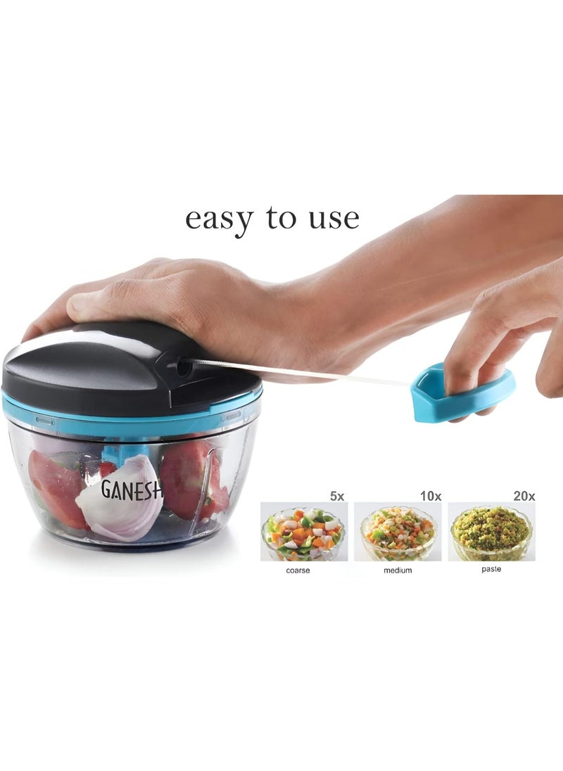 GANESH - Wonder Kitchen Dori Handy Vegetable and Fruit Manual Onion Dry Fruit Salad Maker Vegetable Quick String Chopper Machine, Cutter – 3 Stainless Steel Blades (470 ml, Grey) - Image 1