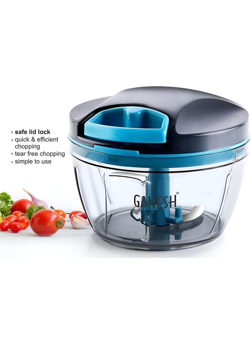 GANESH - Wonder Kitchen Dori Handy Vegetable and Fruit Manual Onion Dry Fruit Salad Maker Vegetable Quick String Chopper Machine, Cutter – 3 Stainless Steel Blades (470 ml, Grey) - Image 1