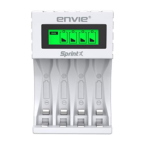 ENVIE® (ECR11MC) SprintX Ultra Fast Charger for Rechargeable Batteries AA & AAA Ni-mh, with LCD Display Indicator, Smart Charge Control System, Charge 2 or 4 Batteries At a Time - Image 1
