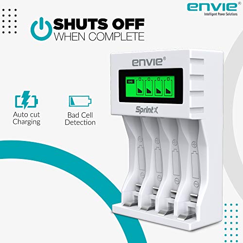 ENVIE® (ECR11MC) SprintX Ultra Fast Charger for Rechargeable Batteries AA & AAA Ni-mh, with LCD Display Indicator, Smart Charge Control System, Charge 2 or 4 Batteries At a Time - Image 3