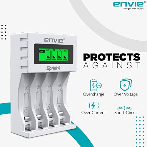 ENVIE® (ECR11MC) SprintX Ultra Fast Charger for Rechargeable Batteries AA & AAA Ni-mh, with LCD Display Indicator, Smart Charge Control System, Charge 2 or 4 Batteries At a Time - Image 2