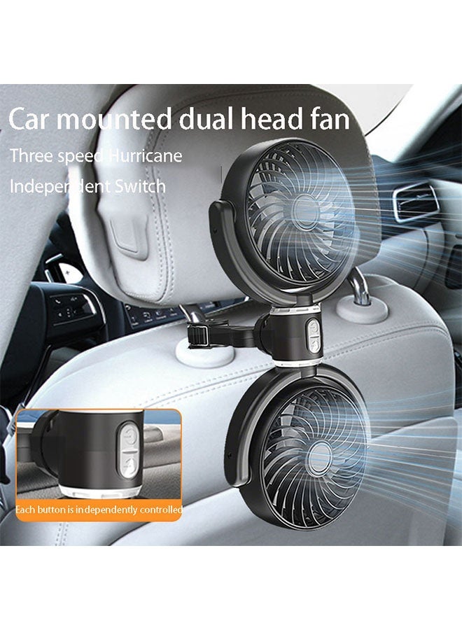 Car Fan for Backseat,Dual Head USB Car Headrest Fan for Car Backseat Kids,3 Speeds & 360° Rotatable Car Window Fan,Strong Silent Electric Car Fan,Powerful Air Circulation Car Fan with Adjustable Holder for All Cars - Image 5