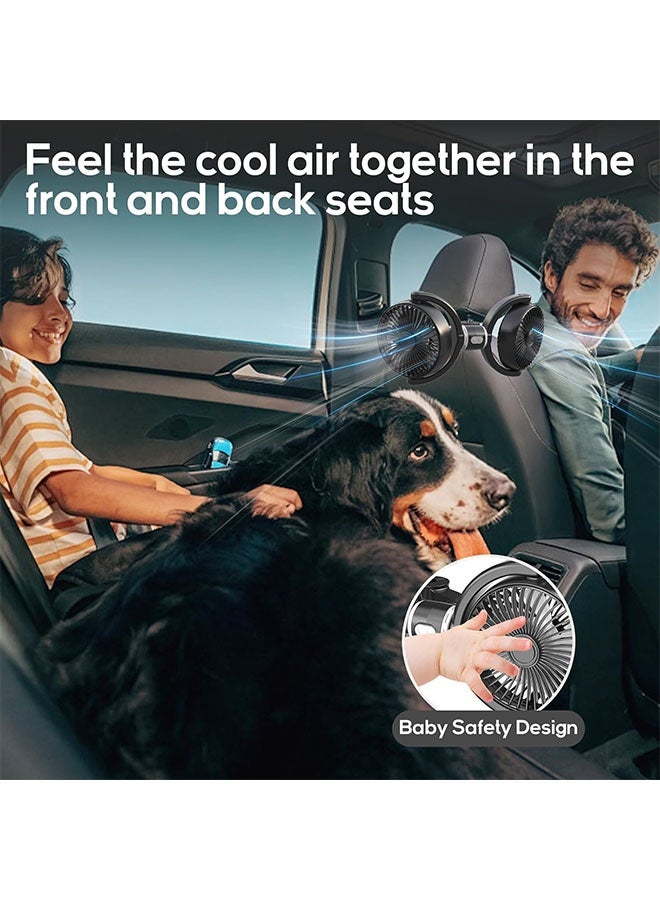 Car Fan for Backseat,Dual Head USB Car Headrest Fan for Car Backseat Kids,3 Speeds & 360° Rotatable Car Window Fan,Strong Silent Electric Car Fan,Powerful Air Circulation Car Fan with Adjustable Holder for All Cars - Image 4