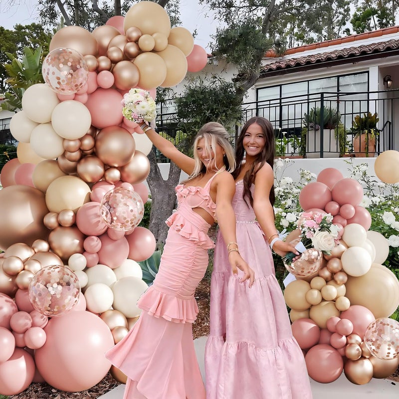 LANGASQUE Dusty Pink Balloon Arch Kit, 143Pcs Boho Blush Pink Sand White Nude Rose Gold Balloons Garland Arch Kit Confetti Balloons for Boho Birthday Bridal Shower Wedding Baby Shower Decorations - Image 5