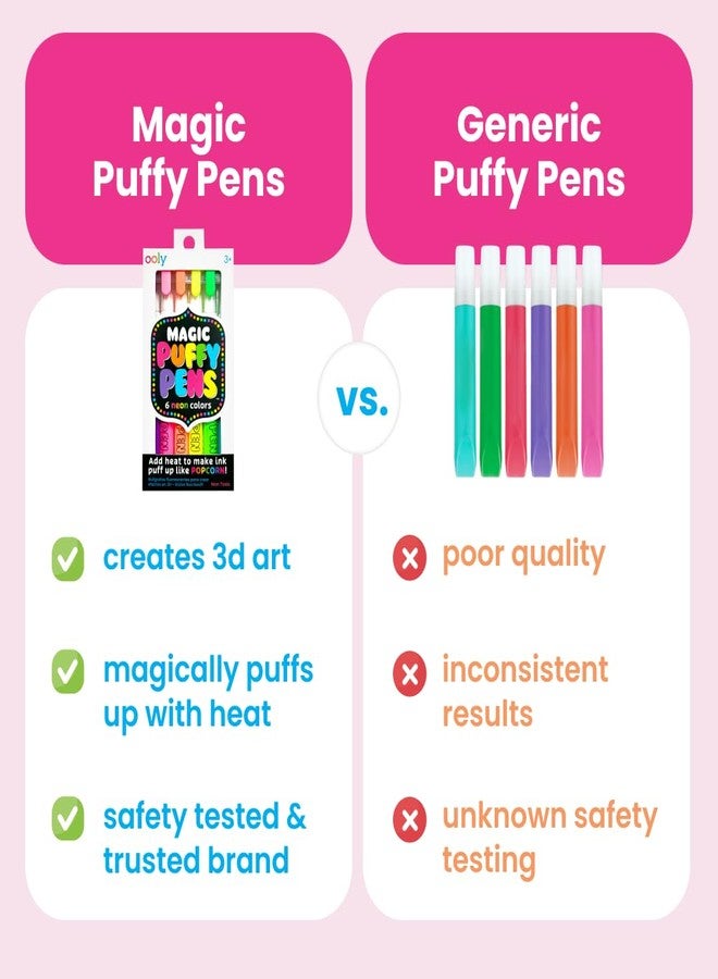Ooly Puffy Paint Neon Gel Pens Set of 6, 3D Foam Texture Painting Magic Puffy Pen, Creative and Fun Pens for Kids Arts and Crafts Drawing Supplies - Image 3