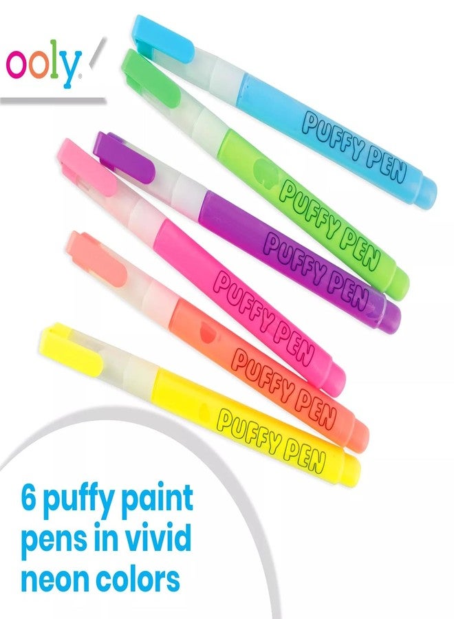 Ooly Puffy Paint Neon Gel Pens Set of 6, 3D Foam Texture Painting Magic Puffy Pen, Creative and Fun Pens for Kids Arts and Crafts Drawing Supplies - Image 5