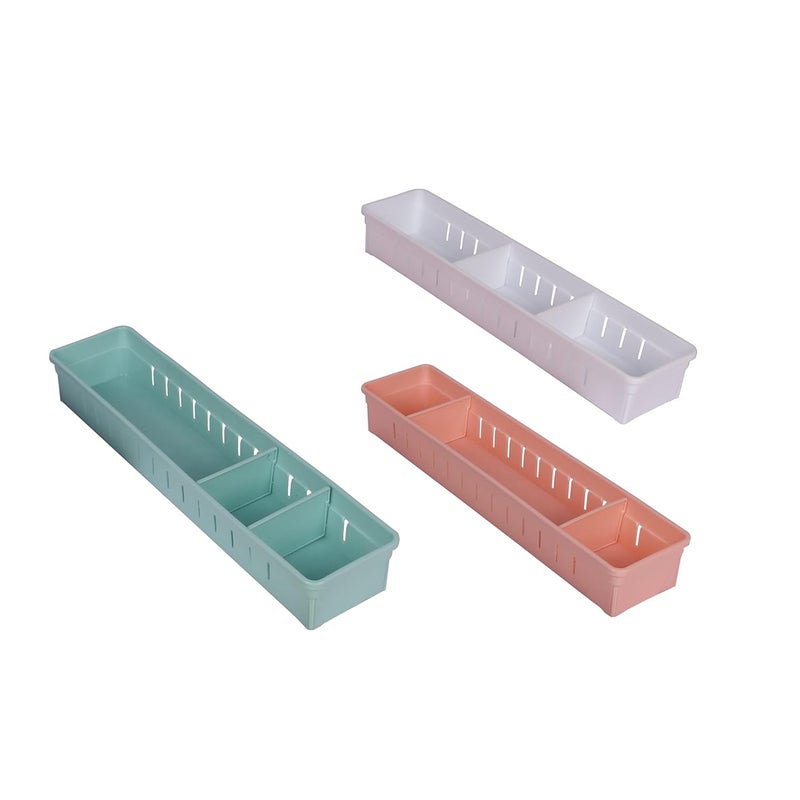 Liza Adjustable Stretchable Interlocking Drawer Clapboard DividerGrid Closet Sorting PartitionPlastic Strips Separators Cabinet Storage Box SocksMakeup Set of 3 PcMulti Color - Image 1