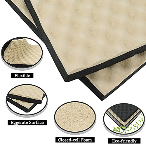BXI Soundproofing Closed Cell Foam - 8 Pack Self-Adhesive 16'' X 12'' X 1'' Thickened Egg Crate Sound Proof Foam - Acoustic Foam Panels Great for Noise & Thermal Insulation (Beige) - Image 5