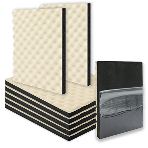 BXI Soundproofing Closed Cell Foam - 8 Pack Self-Adhesive 16'' X 12'' X 1'' Thickened Egg Crate Sound Proof Foam - Acoustic Foam Panels Great for Noise & Thermal Insulation (Beige) - Image 1
