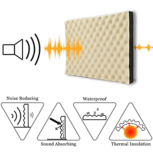 BXI Soundproofing Closed Cell Foam - 8 Pack Self-Adhesive 16'' X 12'' X 1'' Thickened Egg Crate Sound Proof Foam - Acoustic Foam Panels Great for Noise & Thermal Insulation (Beige) - Image 3