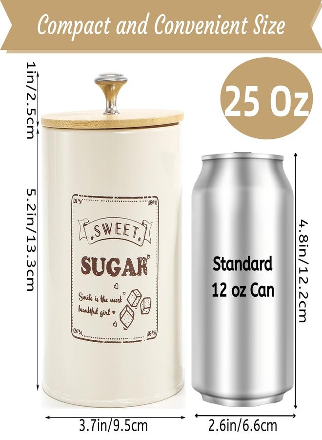 Youeon Metal Canisters Sets for the Kitchen, 25 Oz Coffee Sugar Tea Container Set, Farmhouse Style, Food Storage Containers with Lids for Countertop, Cabinet, Coffee Bar Decor, Beige - Image 2