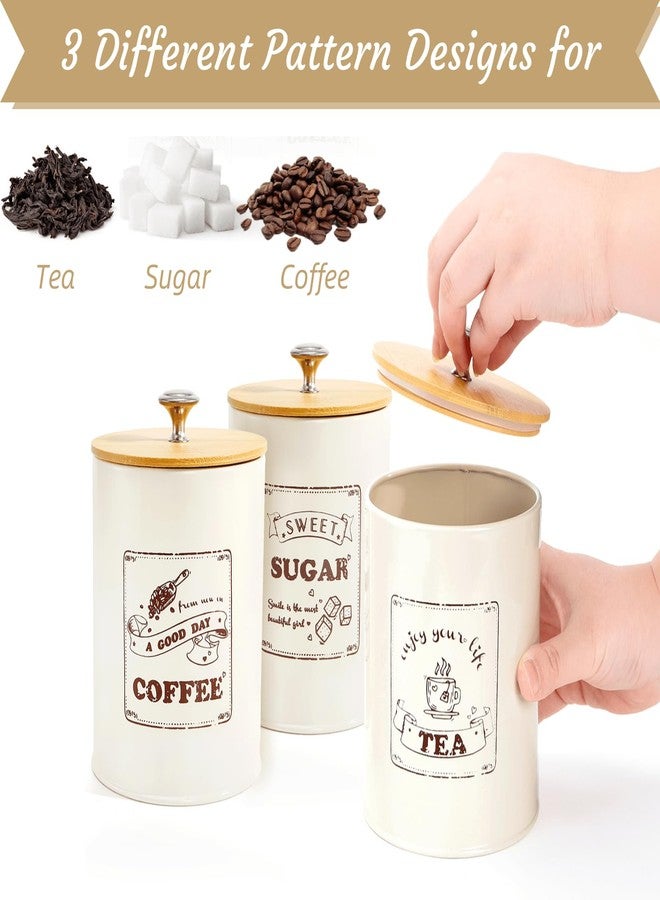 Youeon Metal Canisters Sets for the Kitchen, 25 Oz Coffee Sugar Tea Container Set, Farmhouse Style, Food Storage Containers with Lids for Countertop, Cabinet, Coffee Bar Decor, Beige - Image 5