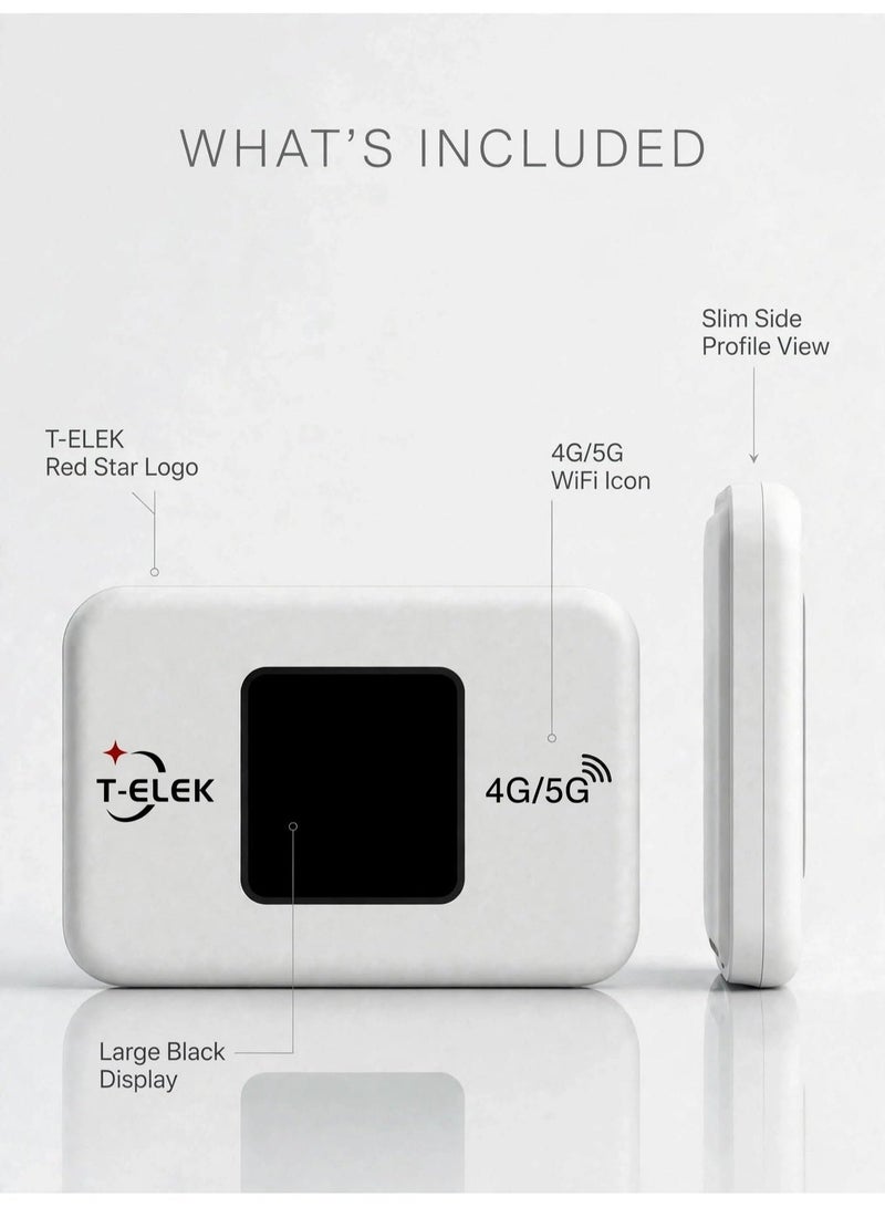 T-ELEK TM9 WiFi 6 5G LTE Portable Wireless Modem, 300Mbps Mobile Hotspot Router, White - Image 2