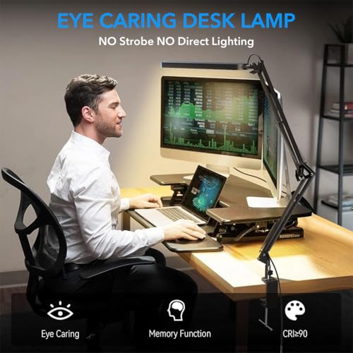 ELEPHANTBOAT® LED Desk Lamp 3-Color Dimmable USB Reading Light with Flexible Arm, Adjustable Eye-Caring Desk Light with Clamp for Home, Office, Study, Crafting (Black) - Image 2