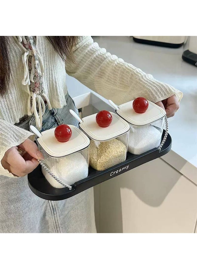 3-in-1 multi-purpose jar set with lids, spoons, and a drawer for easy access to spices. - Image 2