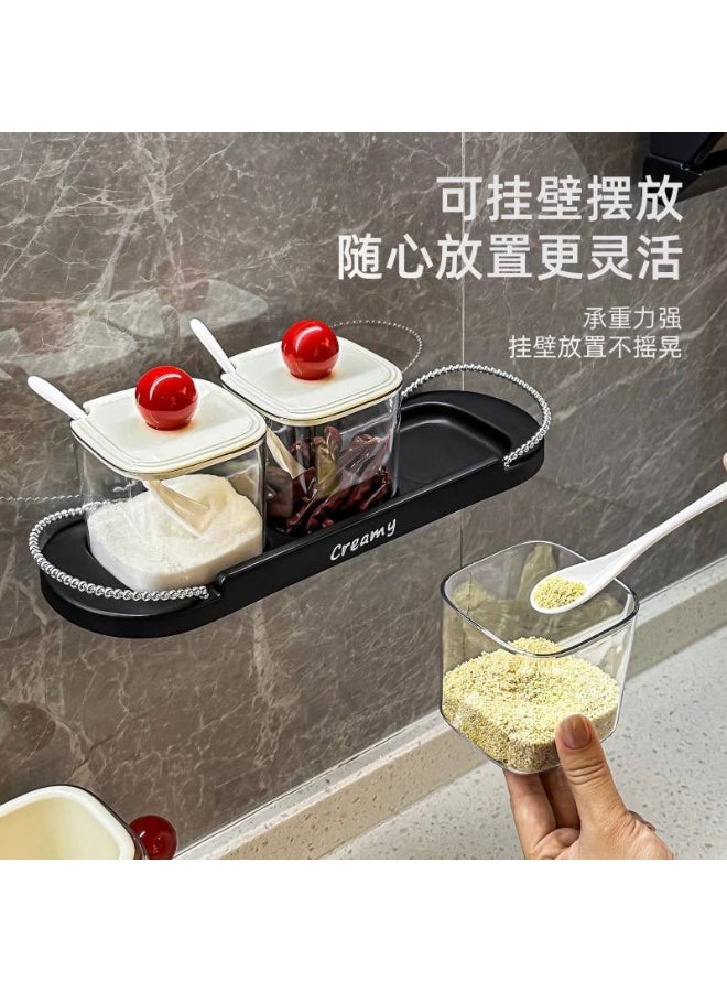 3-in-1 multi-purpose jar set with lids, spoons, and a drawer for easy access to spices. - Image 3