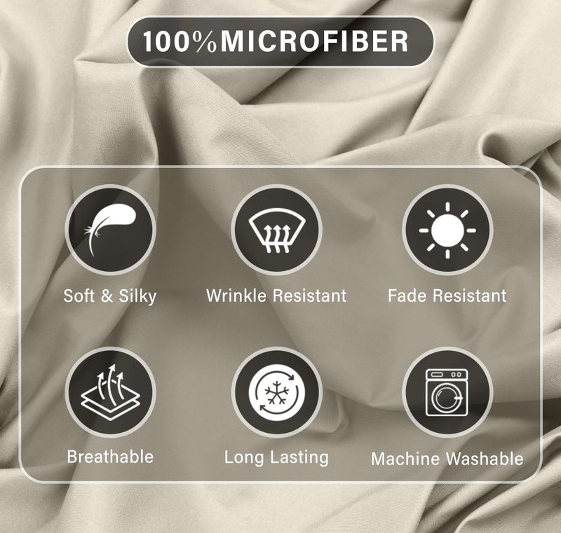 RUVANTI Queen Sheets Set  Brushed Microfiber Sheets 4 Pieces (1 Fitted Sheet  1 Flat Sheet  2 Pillowcases)  with 15-inch Deep Pockets  Lightweight & Compfy Premium Hotel Bedding  Luxe Cream - Image 4