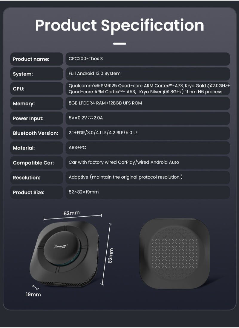 Carlinkit - CarlinKit SM6125 CarPlay Ai Box 8-cores Android 13 TV Streaming Box for Car Wireless Carplay Android Auto Box 4G LTE WiFi 8GB+128GB - Image 1