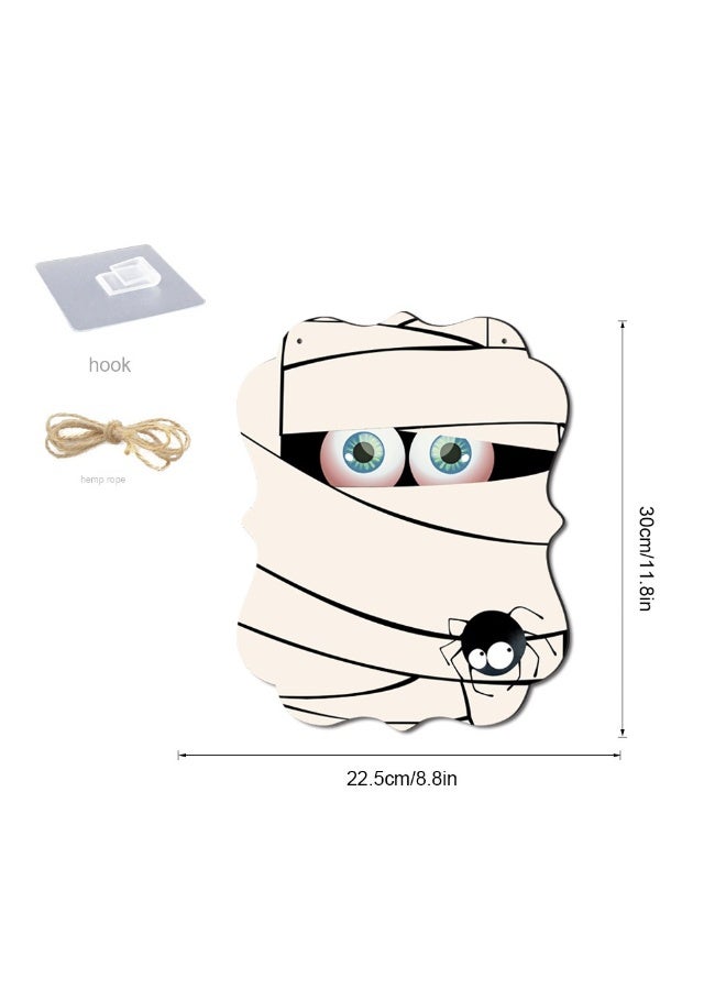 NIBEMINENT Halloween Wooden Ornaments - Perfect Combo of Mummy, Bat, and Ghost