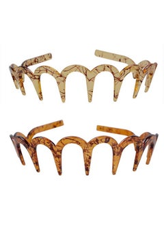 Fodattm 2Pcs Zig Zag Shark Tooth Hairband Plastic Headband Hair Comb Women Hair Hoop Hair Accessories (D#) 